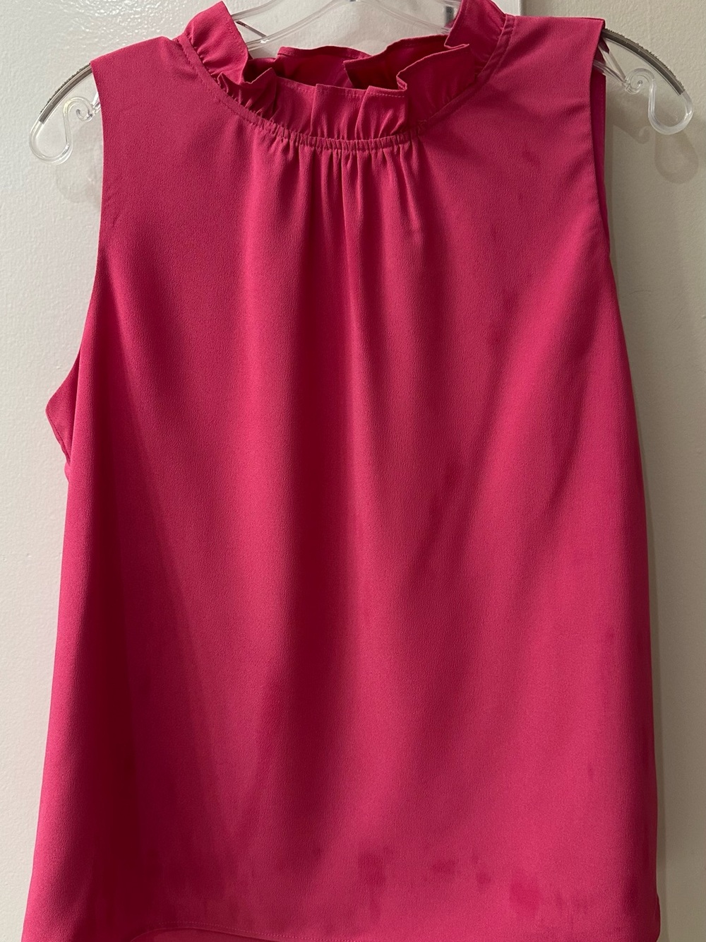 J. Crew Hot Pink Sleeveless Ruffled Mock Neck Camisole